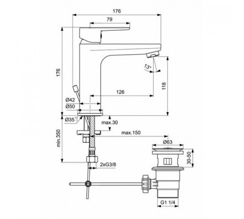 Смеситель для раковины Ideal Standard Cerafine Model O BC496AA Хром