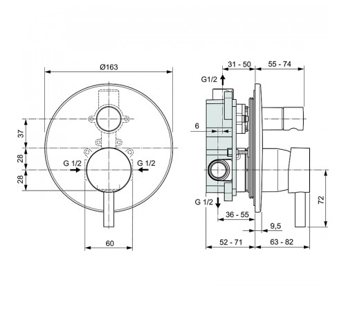 Смеситель для душа Ideal Standard Ceraline A6939AA Хром