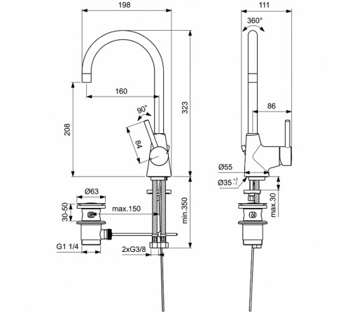 Смеситель для раковины Ideal Standard Ceraline BC195AA Хром