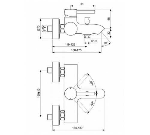 Смеситель для ванны Ideal Standard Ceraline BC199XG Черный шелк