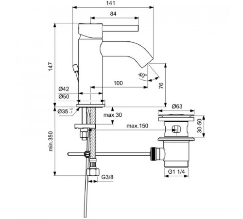 Смеситель для раковины Ideal Standard Ceraline BC193AA Хром