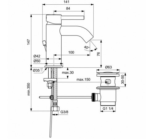 Смеситель для раковины Ideal Standard Ceraline BC203U5 Белый матовый Хром