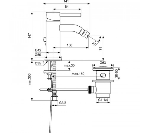 Смеситель для биде Ideal Standard Ceraline BC197AA Хром