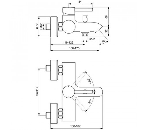 Смеситель для ванны Ideal Standard Ceraline BC199U5 Белый матовый