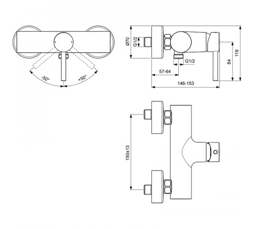 Смеситель для душа Ideal Standard Ceraline BC200AA Хром