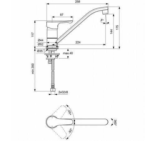 Смеситель для кухни Ideal Standard Alpha BC490AA Хром