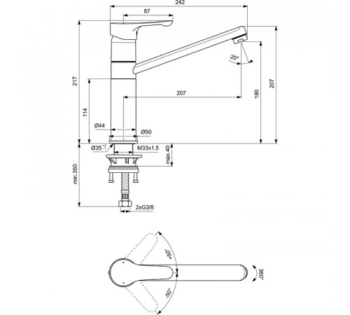 Смеситель для кухни Ideal Standard Alpha BC813AA Хром