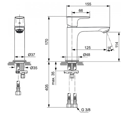 Смеситель для раковины Ideal Standard Connect Air Grande A7015AA Хром