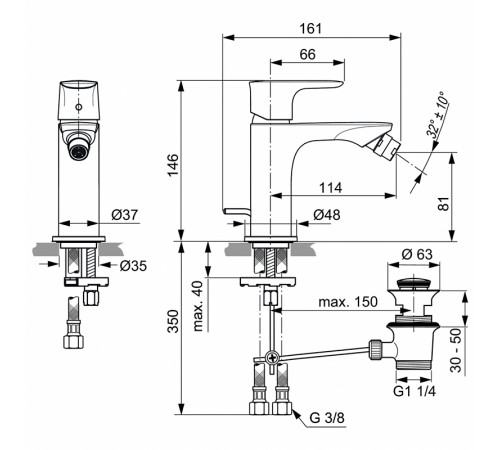 Смеситель для биде Ideal Standard Connect Air A7030AA Хром