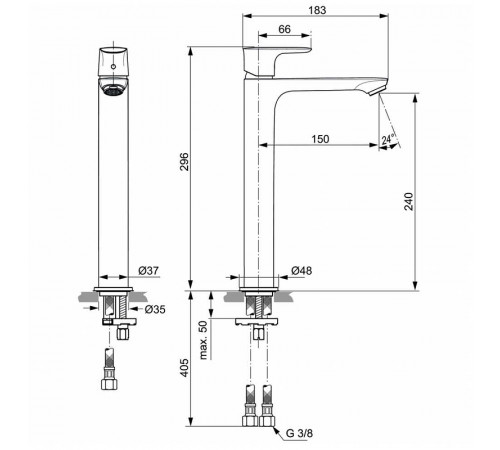 Смеситель для раковины Ideal Standard Connect Air Vessel A7027AA Хром