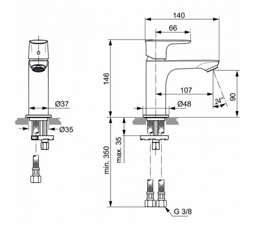 Смеситель для раковины Ideal Standard Connect Air A7010AA Хром