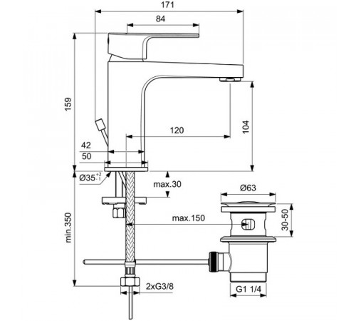 Смеситель для раковины Ideal Standard Cerafine D BC686U8 Серый