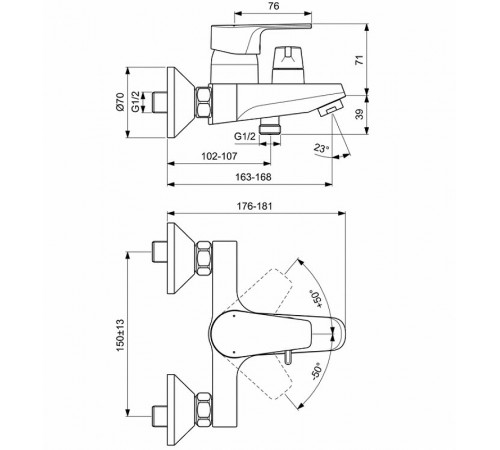 Смеситель для ванны Ideal Standard Cerafine Model D BC494AA Хром