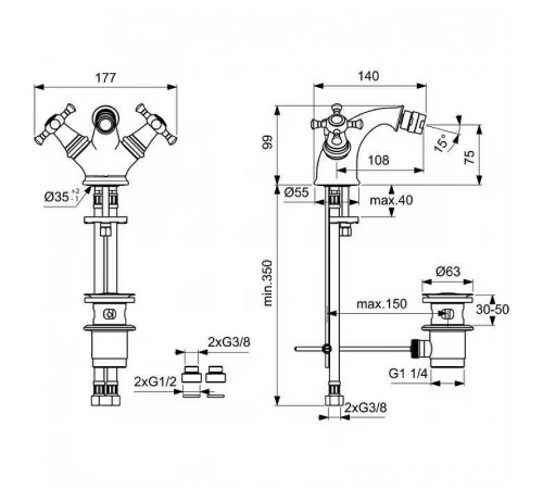 Смеситель для биде Ideal Standard Reflection B9655AA Хром