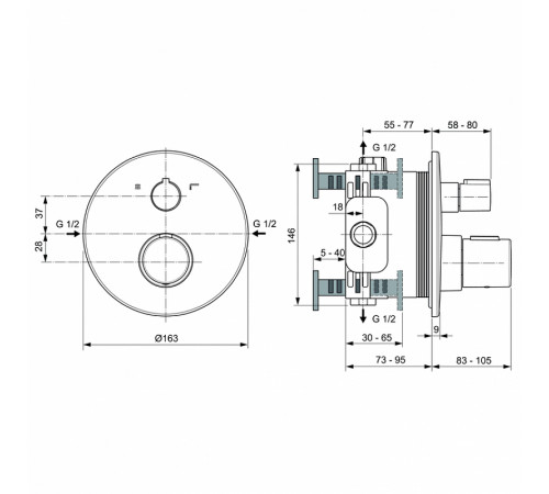 Смеситель для душа Ideal Standard Ceratherm T100 A5814GN с термостатом Silver Storm