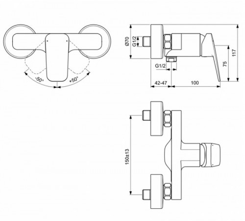 Смеситель для душа Ideal Standard Ceraplan BD250AA Хром