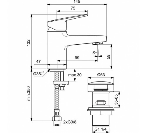 Смеситель для раковины Ideal Standard Ceraplan BD206AA Хром