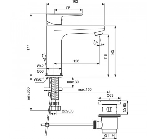 Смеситель для раковины Ideal Standard Tyria BC158AA Хром