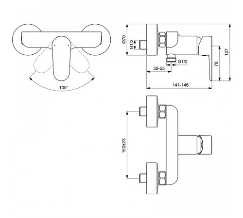 Смеситель для душа Ideal Standard Tyria BC156AA Хром