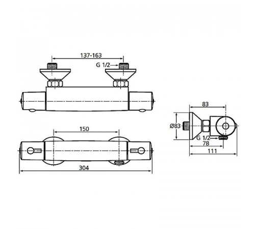 Смеситель для душа Ideal Standard Ceratherm 50 A6367AA с термостатом Хром