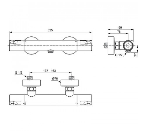 Смеситель для душа Ideal Standard Ceratherm T50 A7214AA с термостатом Хром