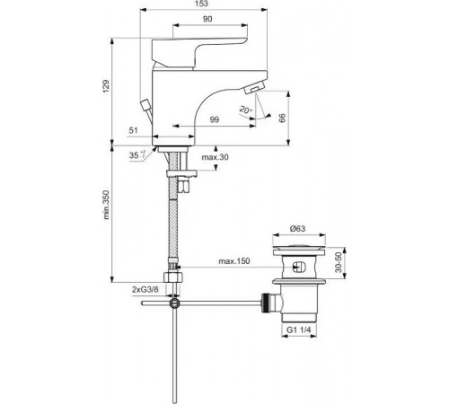 Смеситель для раковины Ideal Standard Ceraplan III B0700AA Хром