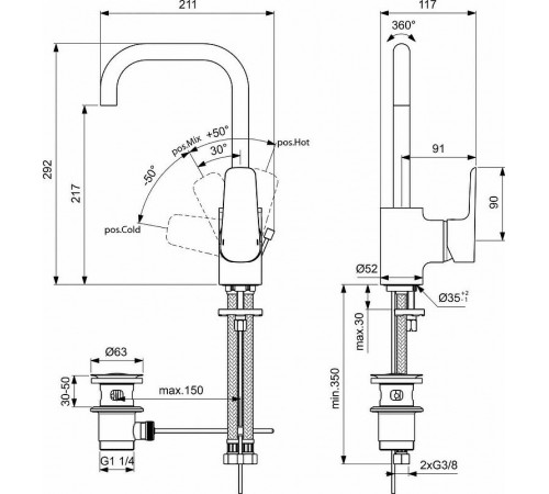 Смеситель для раковины Ideal Standard Ceraplan III B0706AA Хром