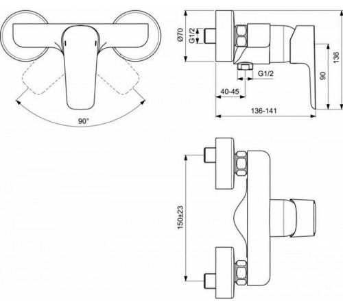 Смеситель для душа Ideal Standard Ceraplan III B0716AA Хром