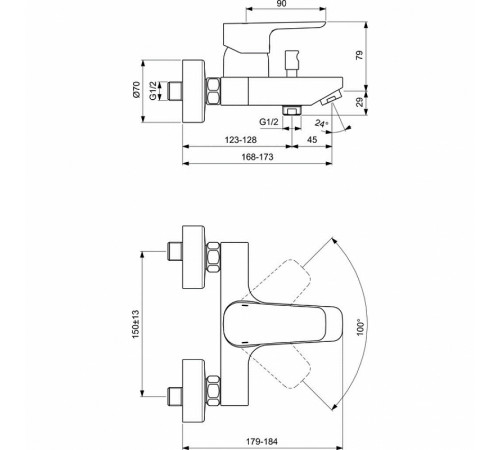 Смеситель для ванны Ideal Standard Ceraplan III B0718AA Хром