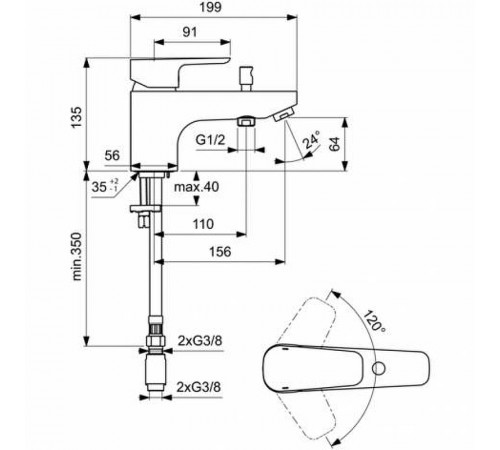 Смеситель на борт ванны Ideal Standard Ceraplan III B0769AA Хром