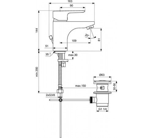 Смеситель для раковины Ideal Standard Ceraplan III B0704AA Хром