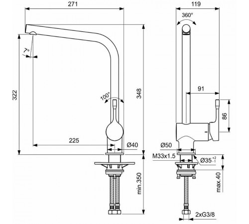 Смеситель для кухни Ideal Standard Ceralook BC174AA Хром