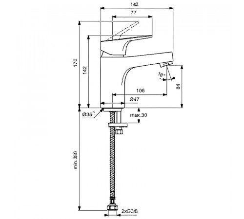 Смеситель для раковины Ideal Standard Cerabase BC827AA Хром