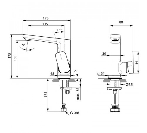 Смеситель для раковины Ideal Standard Tonic II A6333AA Хром