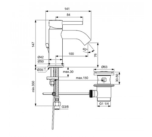 Смеситель для раковины Ideal Standard Kolva BC666U5 Белый