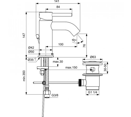 Смеситель для раковины Ideal Standard Kolva BC666AA Хром