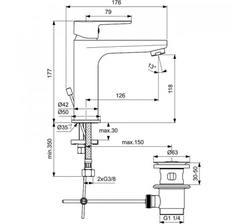 Смеситель для раковины Ideal Standard Sesia BC201AA Хром