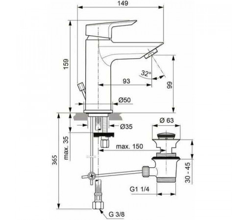 Смеситель для раковины Ideal Standard Tesi A6557AA Хром