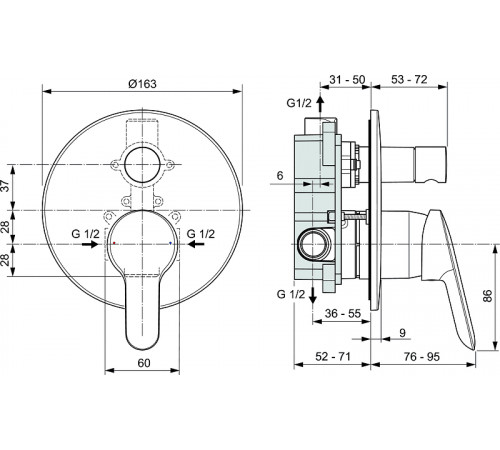 Смеситель для душа Ideal Standard Dot 2.0 A7165AA Хром