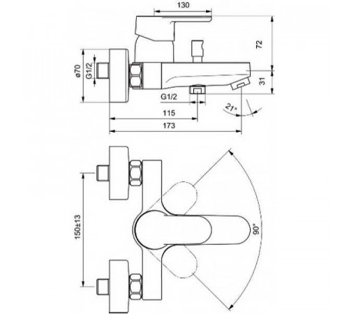 Смеситель для ванны Ideal Standard Vito B0412AA Хром