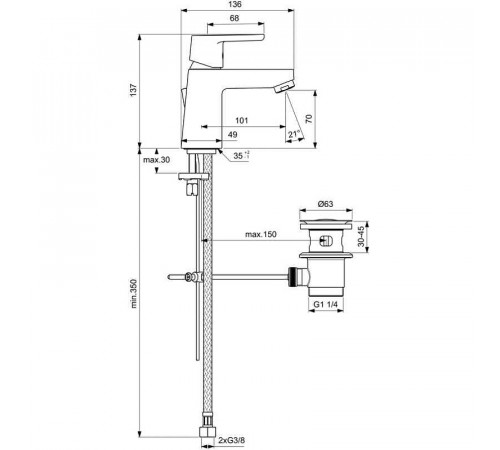 Смеситель для раковины Ideal Standard Vito B0405AA Хром