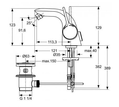 Смеситель для биде Ideal Standard Melange A4268AA Хром