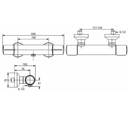 Смеситель для душа Ideal Standard Melange A4279AA с термостатом Хром