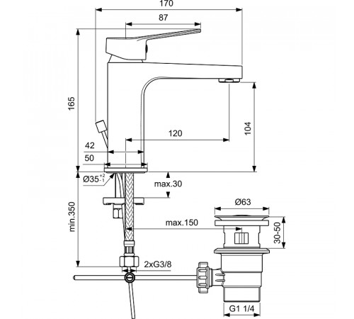 Смеситель для раковины Ideal Standard Entella BC232AA Хром