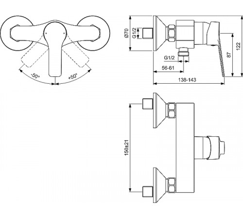 Смеситель для душа Ideal Standard Entella BC235AA Хром