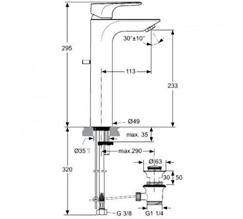 Смеситель для раковины Ideal Standard Strada A5840AA Хром