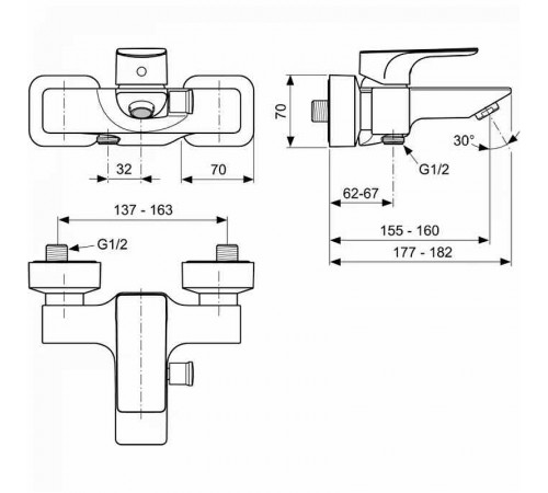 Смеситель для ванны Ideal Standard Strada A5848AA Хром