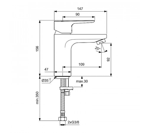 Смеситель для раковины Ideal Standard Ceraplan III Slim BC567AA Хром