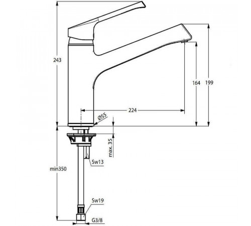 Смеситель для кухни Ideal Standard Retta B8981AA Хром