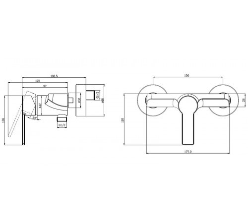 Смеситель для душа Villeroy&Boch Architectura TVS10300100061 Хром